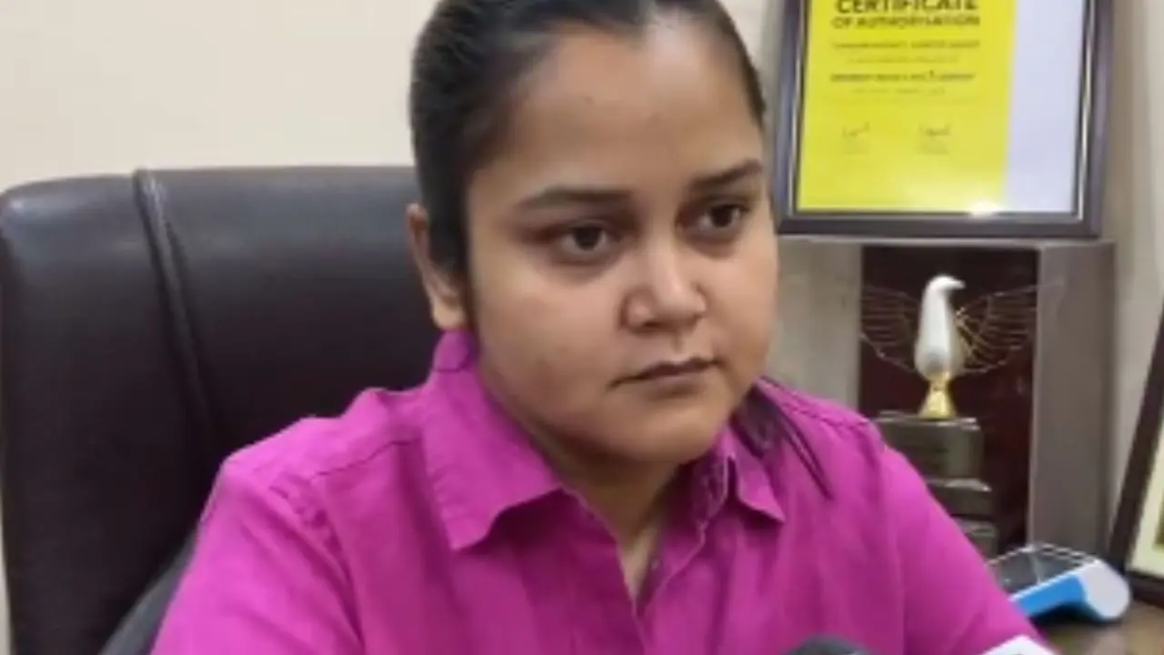 Aishanya Dwivedi, wife of Shubham Dwivedi who was called in the Pahalgam's terrpr attack. Pic/Screengrab from X